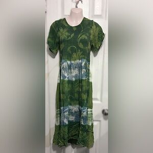 Green and Blue Tie-Dye Dress